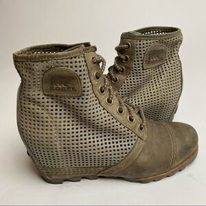 Sorel PDX Lace Wedge Lexie Wedge Peatmoss Green Grey 9
